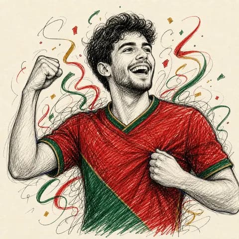 Portugal FIFA World Cup scribble fan art portrait - AI generated illustration in Portugal team colors