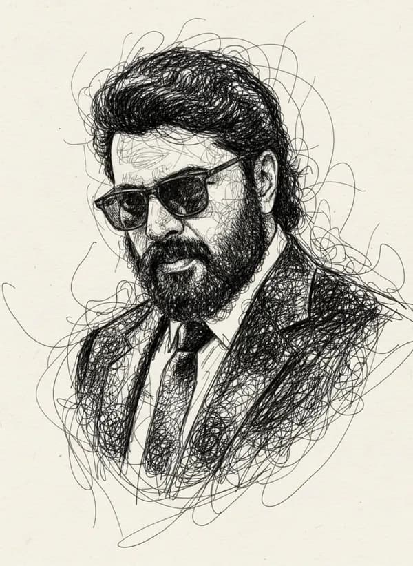 Creative AI scribble portrait with abstract artistic interpretation