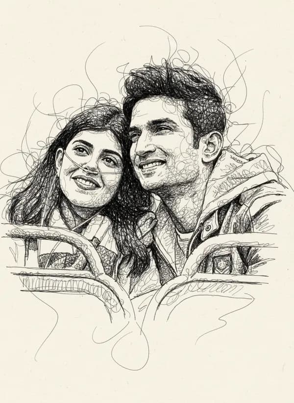 Professional AI scribble art portrait with expressive linework