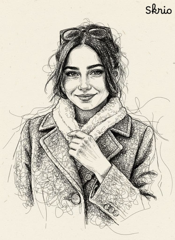 Generated Monochrome Scribble art from uploaded portrait